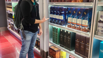 Jason at the Duty Free Scotch section