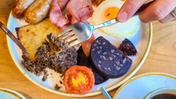 Eating a full Scottish Breakfast