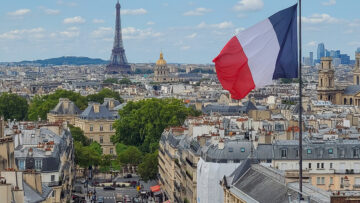 View of the Eiffel Tower and Paris from the dome of the Pantheon