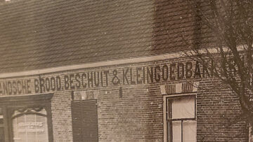 genealogy travel reference photo of the DeBode family in front of their bakery in Holland