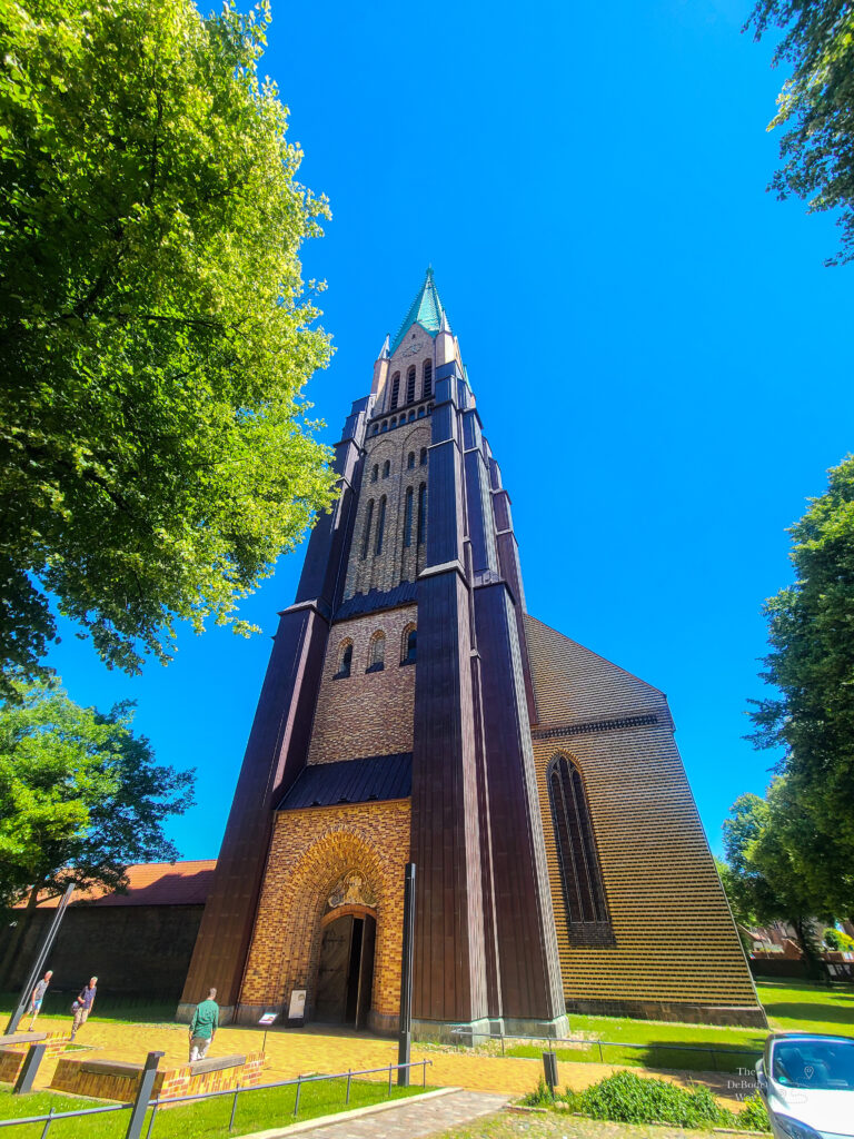 Dom (Cathedral) Schleswig in Germany against a blue sky.