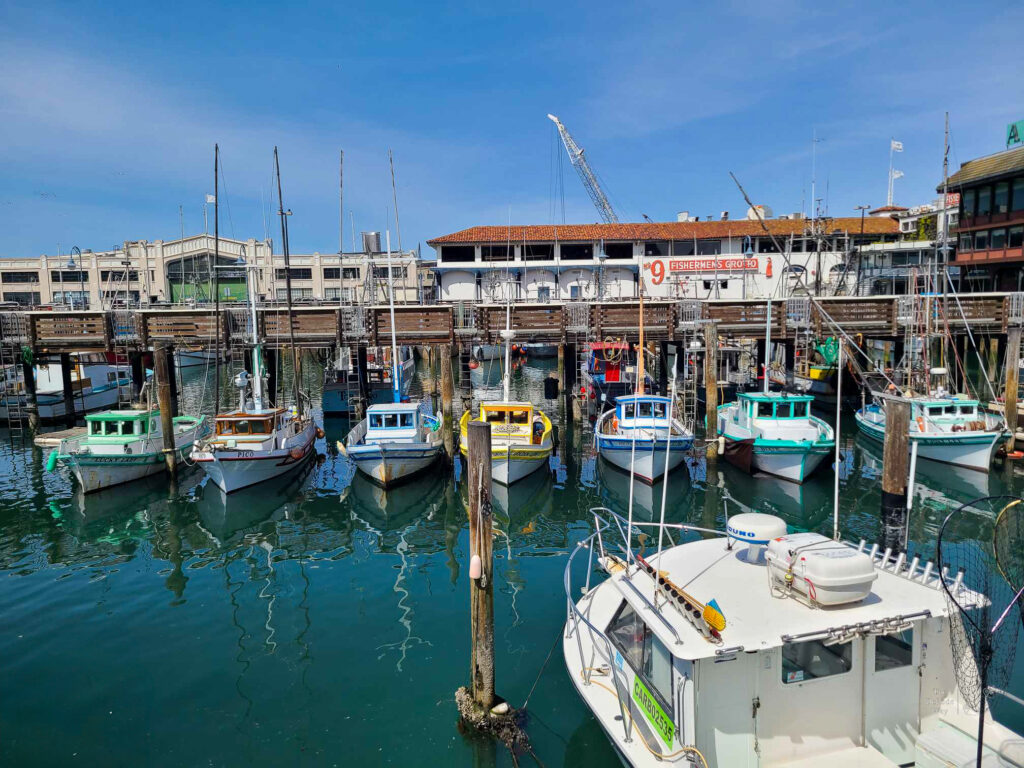 Colorful boats waiting in the bay in San Francisco