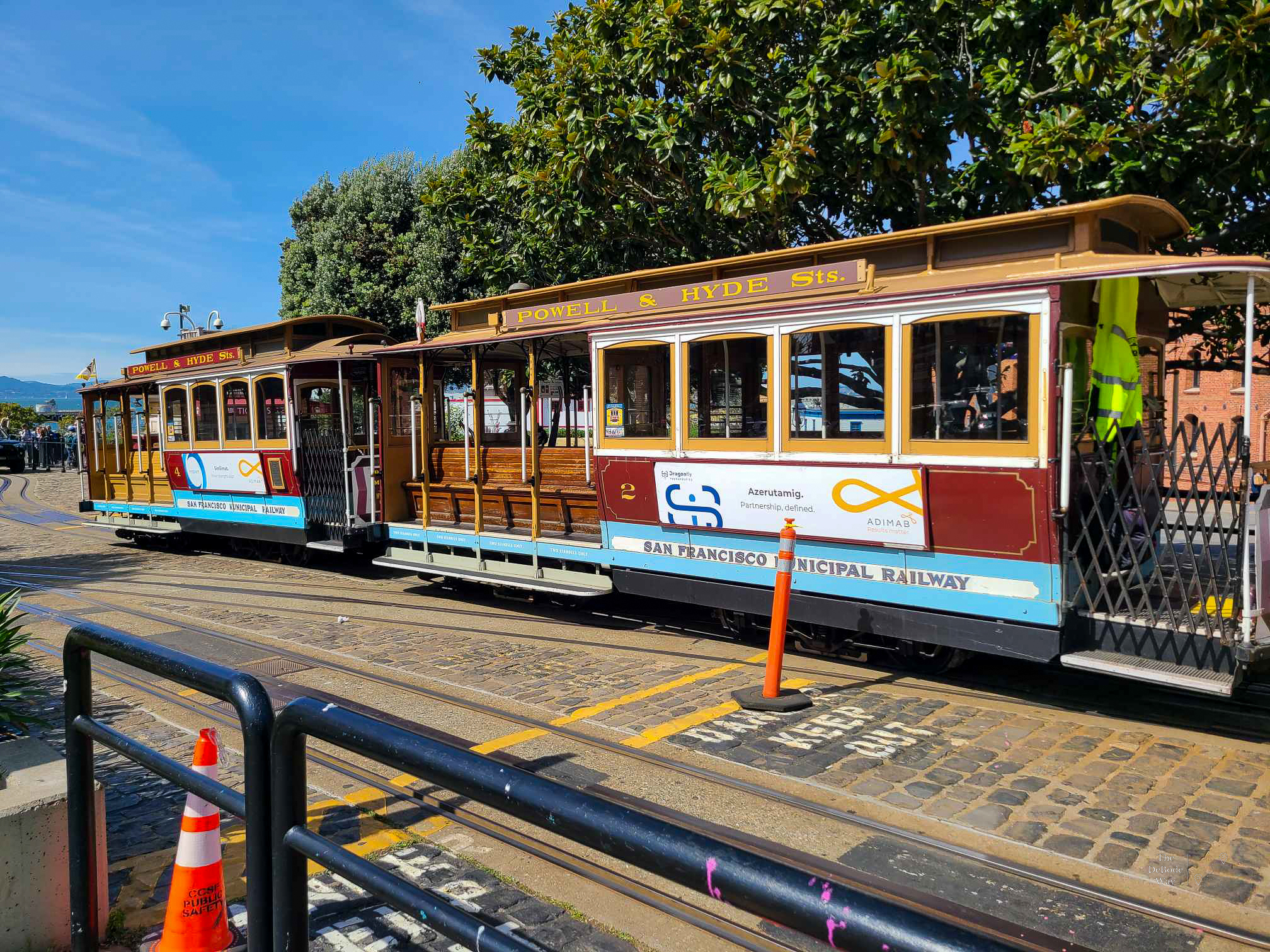 Two San Francisco Trolleys waiting on the tracks