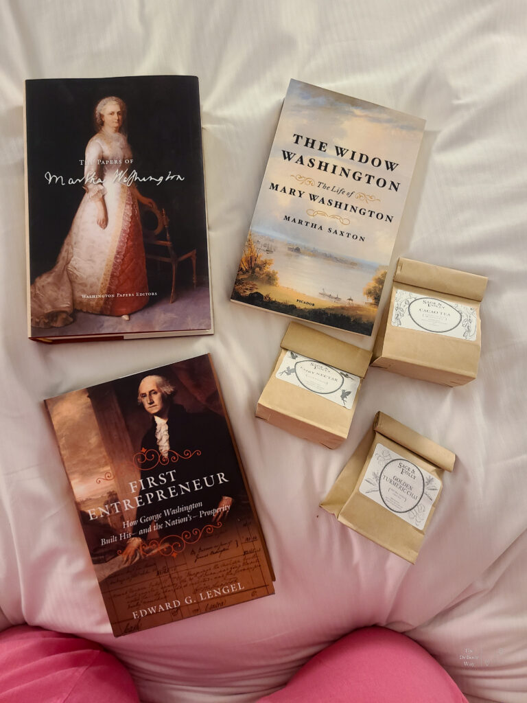Collection of books and teas I acquired at Mount Vernon