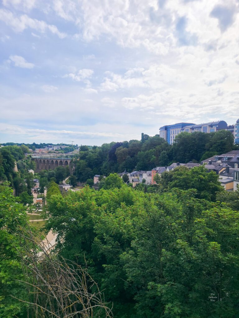 View of Luxembourg from the bridge into center city