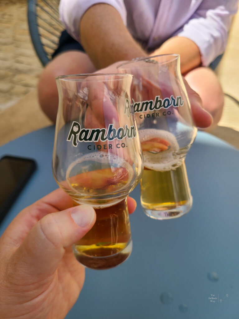 Two Ramborn Cider Co tasting glassing clinking
